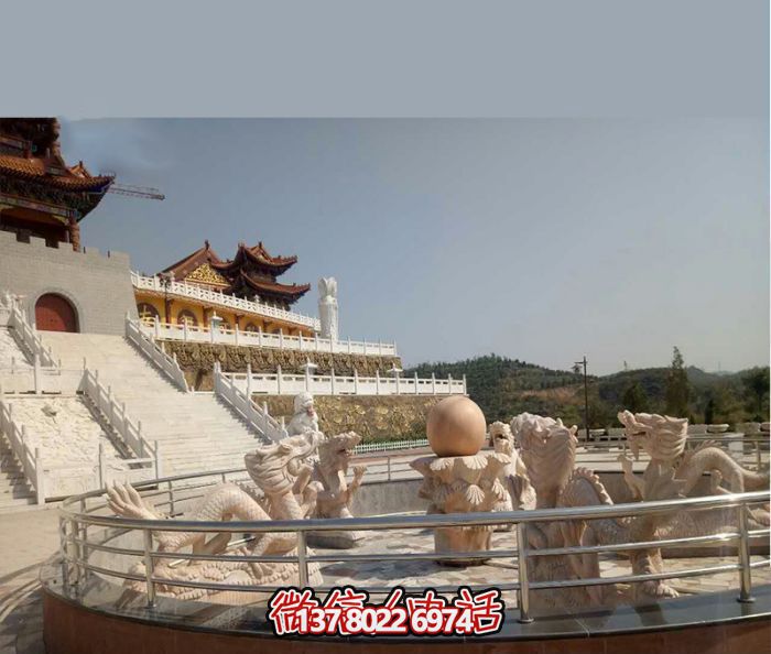 藝術(shù)燈光的魔力，紅龍戲球風大型噴泉石雕秀