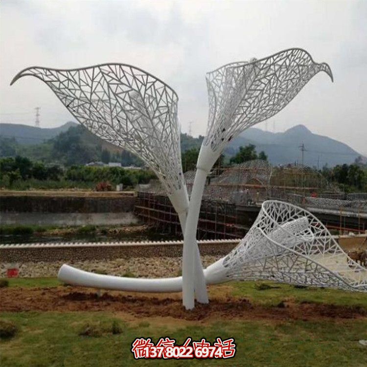 大型不銹鋼抽象創(chuàng)意戶外園林植物擺件