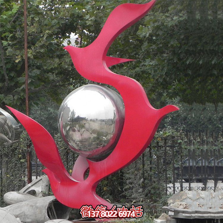 不銹鋼抽象鴿子雕塑，為您的園林景觀增添高雅氣息