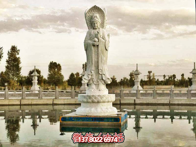 大型漢白玉石雕觀音雕塑，讓你的戶外景區(qū)更加完美