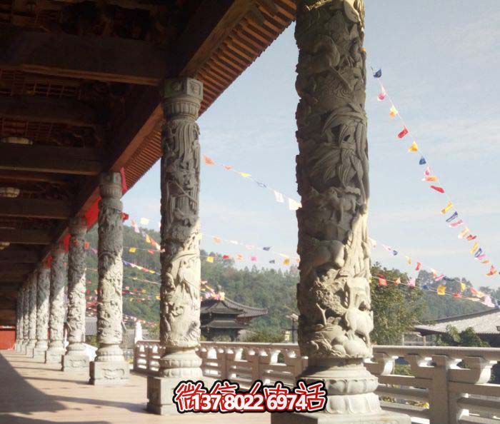 傳承古典藝術，精美石雕龍柱漢白玉浮雕