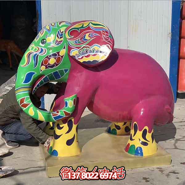 玻璃鋼雕塑大象，彩繪園林景觀