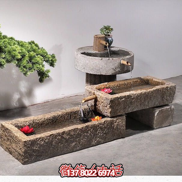 石槽組合戶外魚缸，完美景觀美化家居養魚空間