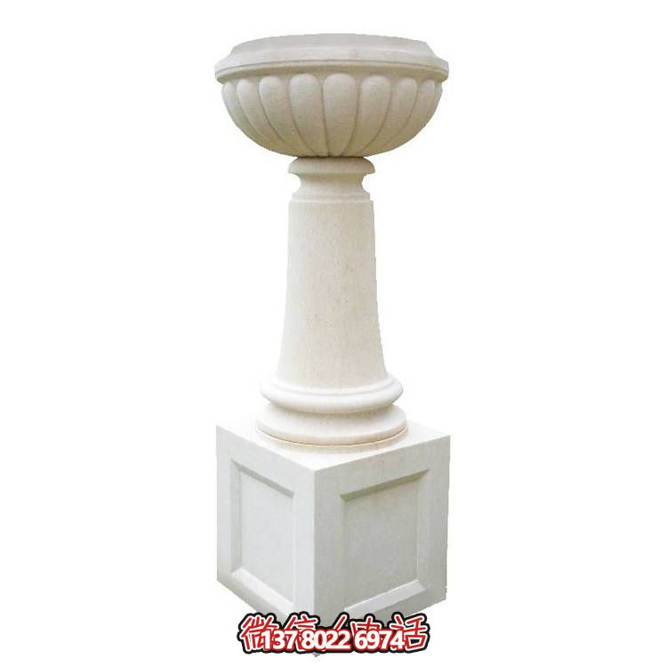 白砂巖石雕花盆，精美偶見