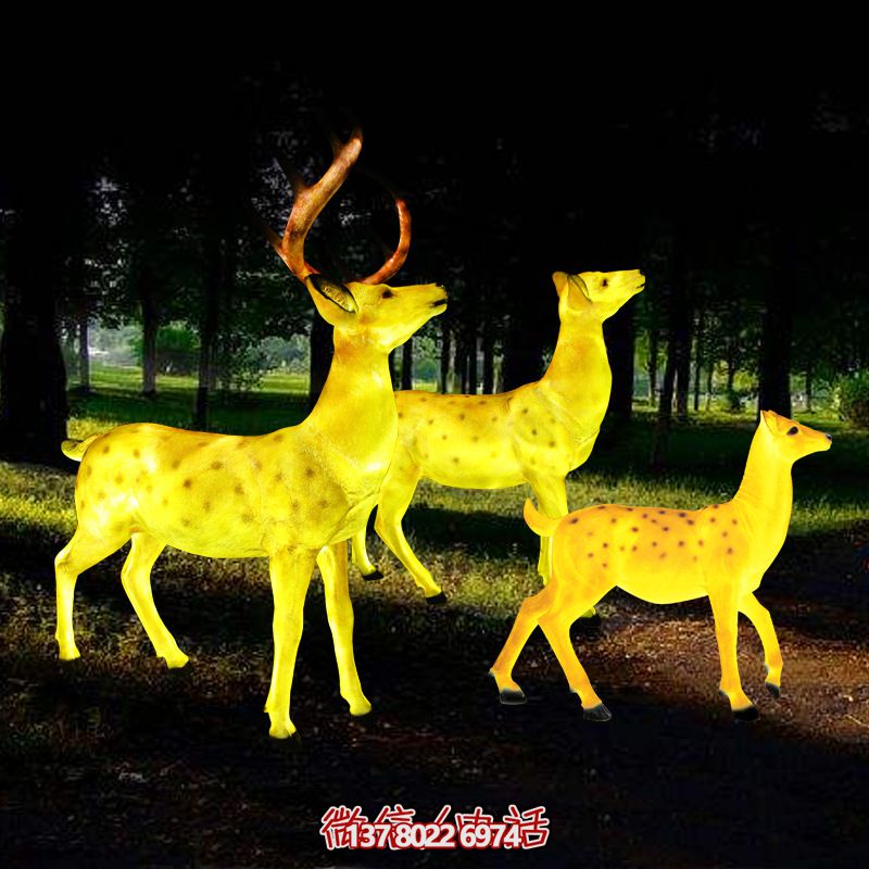 玻璃鋼梅花鹿雕塑照明，點亮夜晚的創意廣場