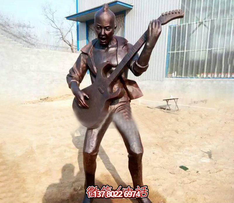 彈吉他的戶外人物銅雕景觀彈雕塑 彈吉他的戶外人物銅雕景觀彈雕塑