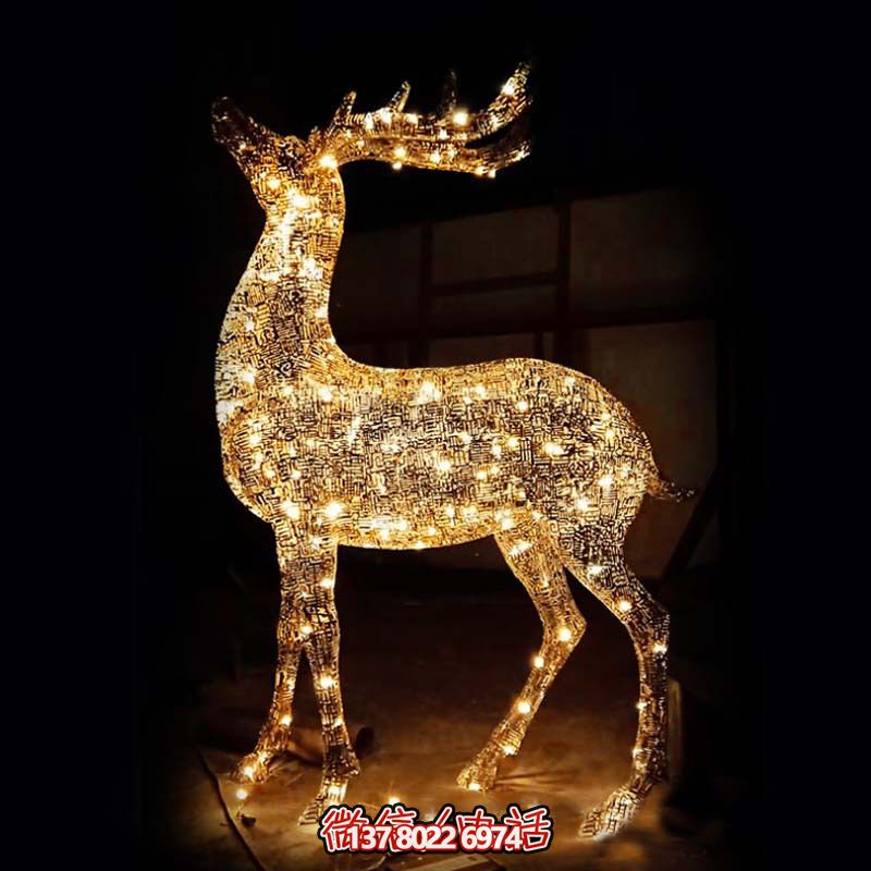 公園野外照明不銹鋼鏤空梅花鹿雕塑 公園野外照明不銹鋼鏤空梅花鹿雕塑